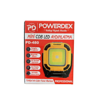 Şarjlı Mini COB LED Manyetik Aydınlatma Powerdex PD-480