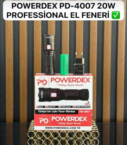 Profesyonel Şarjlı 20w 1200 Lümen El feneri Powerdex PD-4007